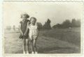 ok. 1954 r. Krzczonowice, na Zaolziu. Od prawej - Bożenka Bogdańska ( obecnie - Kwiecińska) i Danusia Zięba z Brzustowy( jej kuzynka). Obok rzeczki, na łące, w tle gospodarstwo p. Niedziałków. Zdj. nadesłała Bożena Kwiecińska z d. Bogdańska 26.08.2012 r.